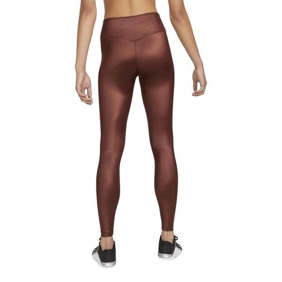 Nike Dri-FIT One Mid-Rise Shine Leggings Small Brown Bronze Eclipse Athleisure - Picture 2 of 7